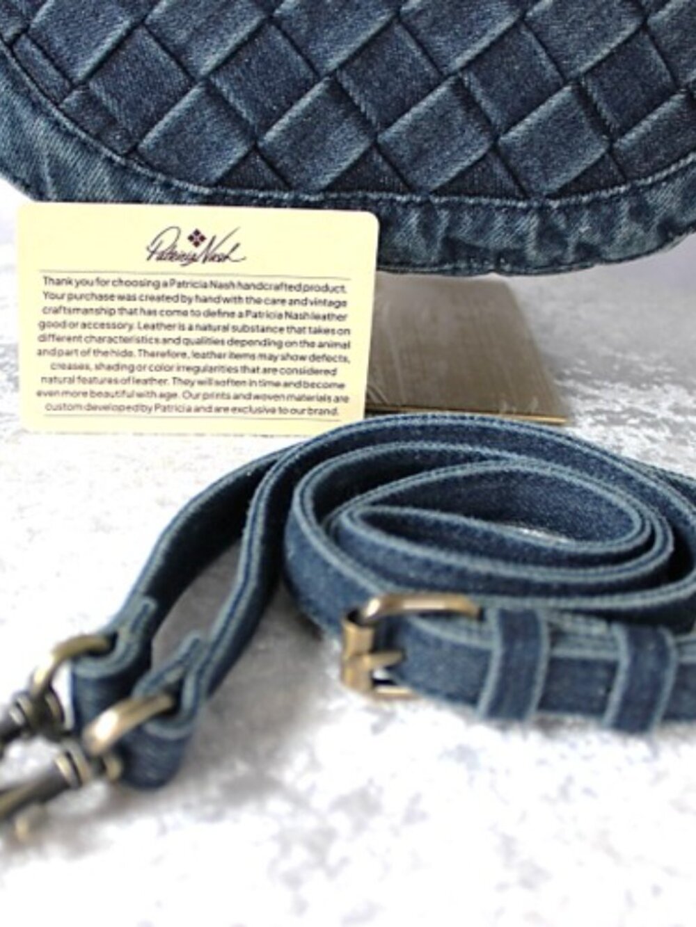 Patricia Nash Denim Woven Satchel NWOT w/ Strap + Authenticity Card - Picture 11 of 12